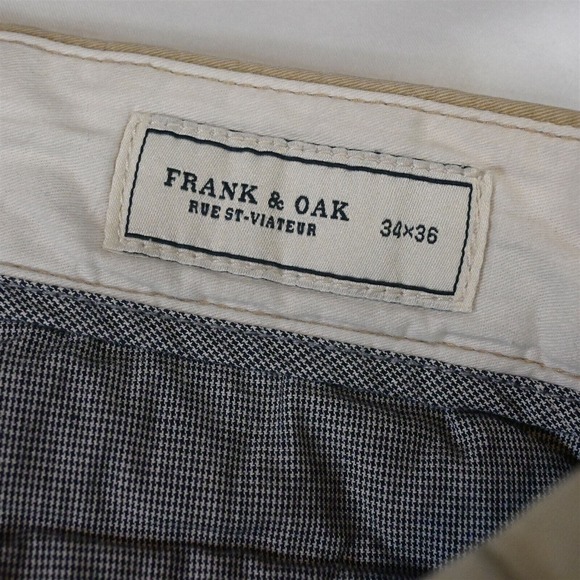 Frank + Oak 34 x 34 Khaki Becket Narrow Stretch Chino Pants - Picture 2 of 3